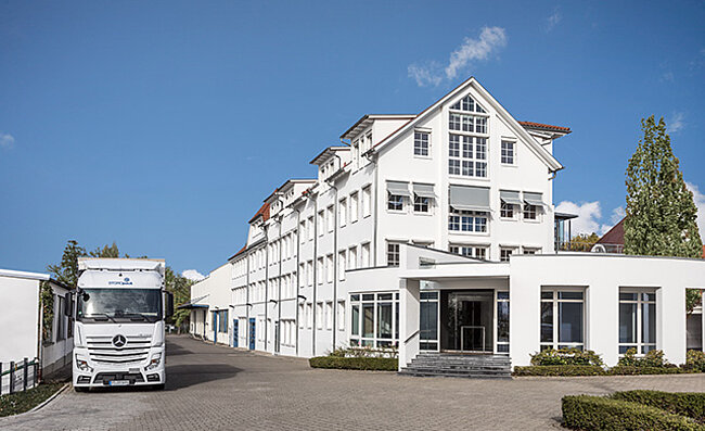 Outdoor shot of the Storopack headquarters in Metzingen, Germany