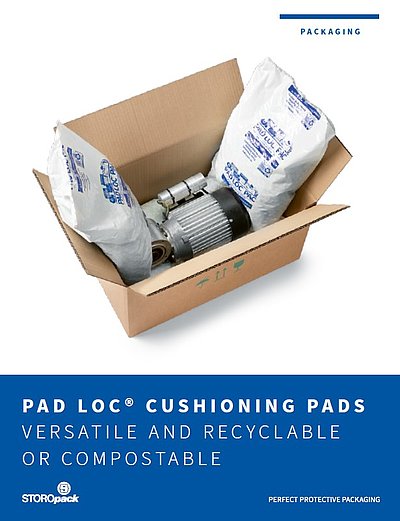 Auf einem Thumbnail sind mehrere weiße recycelte Verpackungskissen abgebildet.  