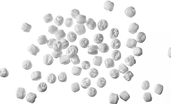 White plastic beads