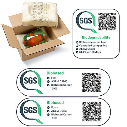 
			A vase is protected inside an open cardboard box with foam padding made from FOAMplus 7008 BIO foam